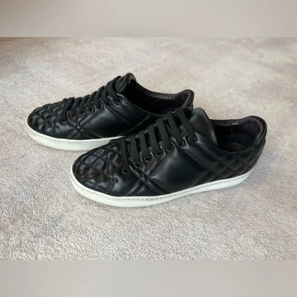 Burberry Quilted Leather Sneakers – Black with White Soles - Picture 3 of 7